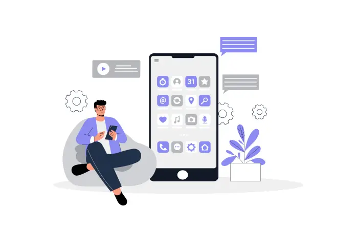 Mobile Apps Concept Flat Stock Art Illustration